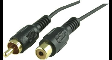 Deltaco MM-24 Composiet/RCA Male - Female (Goldplated), 1.8 meter, Zwart