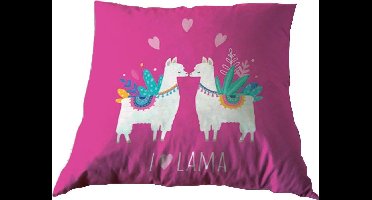 Carbotex Kussen Lama 35 X 35 Cm Roze
