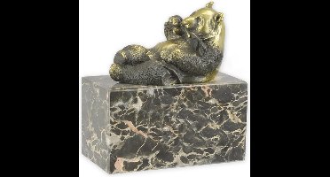 Etende panda - Bronzen beeld - Gedetailleerd sculptuur - 14,1 cm hoog