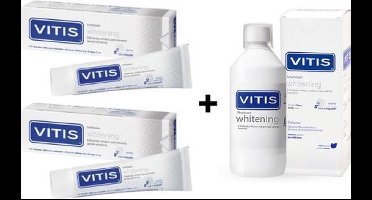 2x Vitis Whitening tandpasta + 1 Vitis Whitening Mondwater
