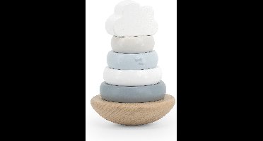 Label Label houten stapelringen balans blauw FSC speelgoed.