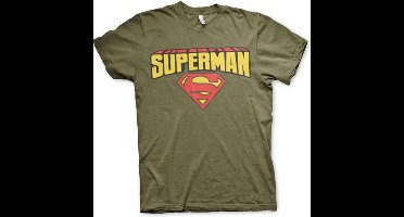 DC Comics Superman Heren Tshirt -XL- Blockletter Logo Groen