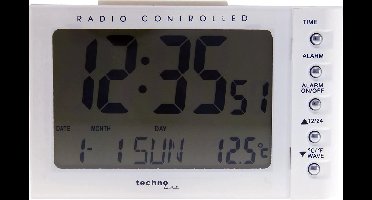 Radio gestuurde wekker - Datum - Temperatuur - Technoline WT 188 wit