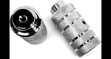 HZB BMX FREESTYLE ASVERLENGERS/PEGS 110 MM ZILVER SET 2 STUKS