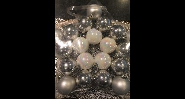 20 stuks kerstballen zilver/wit 6cm onbreekbaar