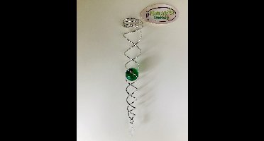 Nature's Melody Crystal Vortex Spinner Wind Spinner Kristal staart 35cm met groene glazen kogel van 4cm ,De beste kwaliteit ! wind vanger, Twister ,Hoogwaardige RVS spiraal