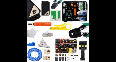 Rosfix Set netwerktools in koffer (RJ45/RJ11 kabeltester, crimper en accessoires) v1 + Set hermetische elektrische connectoren, 352 elementen