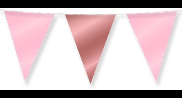 Dubbelzijdige vlaggenlijn | Set á 6 stuks | Lengte: 10 meter | Kleur: Roze | Rosé goud