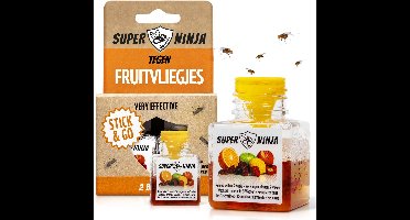 Super Ninja Fruitvliegjes Vanger - 2 Fruitvliegjes vallen - Zeer Effectieve en Ecologische Insectenval om Fruitvliegjes te Bestrijden - Direct Werkzaam, Milieu vriendelijke & Veilige Fruitvliegjesval