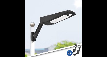 Solar wandlamp buiten 'Paddle' - Set van 2 stuks - 900 lumen - Helder wit licht (5000K) - IP65 - Schijnwerper met bewegingssensor - Tuinverlichting op zonne-energie