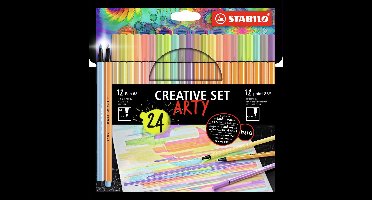 STABILO ARTY Creative Set - Set Pen 68 & Point 88 Pastel - Combi Arty Etui Met 24 Stuks