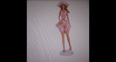 Dame Summer Dress Roze 5,5x5xh21,5cm Lan Gwerpig Polyresin
