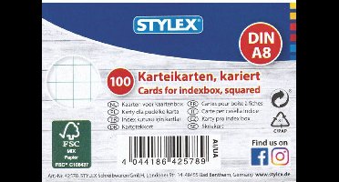 Stylex Systeemkaarten A8 | 100 Stuks | FSC®‑Gecertificeerde Kaarten | Index‑ & Studiekaarten