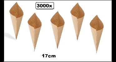 3000x Frietzak 17cm kraft - Patat friet snacks festival frikandel thema feest