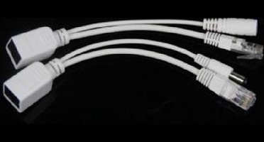 Passieve Power over Ethernet (PoE) adapter kit - RJ45 + DC 5,5 x 2,1 mm / wit - 0,15 meter