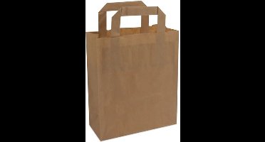 Cadeautasjes met platte handgreep, budget tassen bruin, 18x8x22cm (250 stuks)