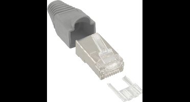RJ45 krimp connectoren (STP) voor CAT6 netwerkkabel (flexibel) - 10 stuks (3-delig) / grijs