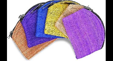 Tasjes ruwe zijde assorti kleuren met rits - 7x5 - Zijde - Meerkleurig (6 stuks) - M