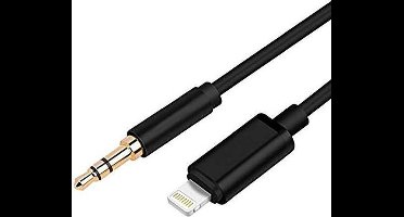 eforyou Lightning-compatibel naar 3,5mm AUX Kabel 2 Meter - Zwart - Geschikt voor iPhone 14 / 13 / 12 / SE - Autoradio & Stereo