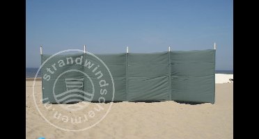 Strand Windscherm 5 meter dralon Effen Grijs met houten stokken