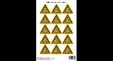 Pictogram sticker W002 - Explosieve stoffen - Δ50mm - 15 stickers op 1 vel