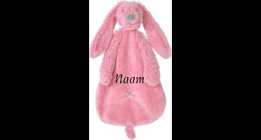 Happy Horse Konijn Richie Knuffeldoekje met naam Deep Pink - Knuffeldoekje met naam - Gepersonaliseerd geborduurd kraamcadeautje