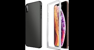 Hoesje geschikt voor iPhone XS / X - 360 Graden Case 2 in 1 Hoes Zwart + Ingebouwde Siliconen TPU Cover Screenprotector