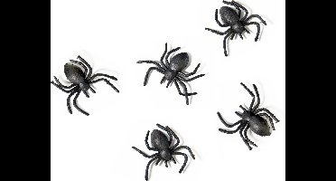 PartyDeco Horror/Halloween griezel spinnetjes - 10x - kunststof - zwart - 3 cm