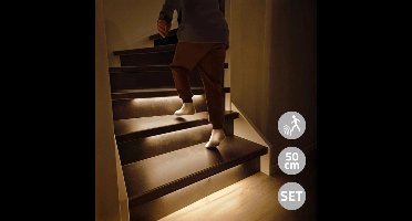 Trapverlichting led met bewegingssensor - 16 Treden - Trede voor trede verlichting - Warm Wit (2700K) - 50 cm - 12 lichtprogramma's - Dynamische trapverlichting