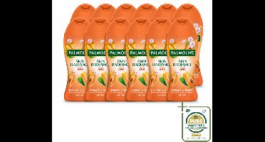 12 x Palmolive – Douchegel – Skin Radiance Papaya Peach – 250 ml - Douchegel - Exfoliatie - Huidverheldering - Natuurlijke AHA - Papaja-extract