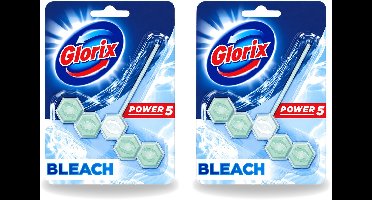2 x Glorix - Power 5 - Toiletblok - Bleach - Anti-Kalkwerking - Langdurige Frisheid - 1 Blok - Bulkverpakking - 2 stuks