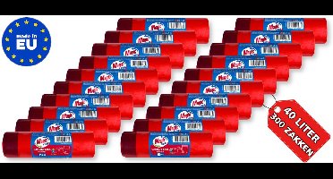 Vuilniszakken 15-20-25 (40) Liter 300st = 20 Rollen - 49x59cm Huisvuilzakken met Trekband - Made in EU
