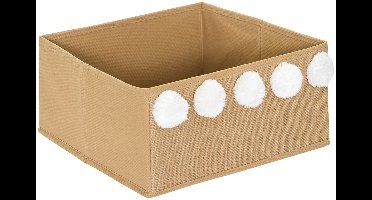 Opbergdoos van jute, Yuki, opvouwbaar, 29x29 cm, beige, met pompon