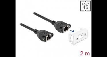 Delock Network Extension Cable for Easy 45 Module S/FTP RJ45 jack to RJ45 jack Cat.6A 2 m black