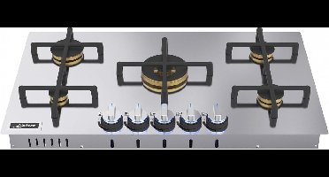 Gaskookplaat -KAISER KG 9236 Turbo -90 cm - Roestvrijstalen kookplaat met Anti-Touch-effect, magnetische gietijzeren pannendragers, geschikt voor aardgas & vloeibaar gas, drievoudige Turbo WOK-brander