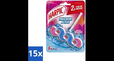 15 x Harpic - Toitletblok - Tropische Bloemen - 250 Spoelbeurten - 1 Blok - Toiletblok - Reiniging Toilet - Tropische Geur - Spoelbeurt - Kalk Verwijderen