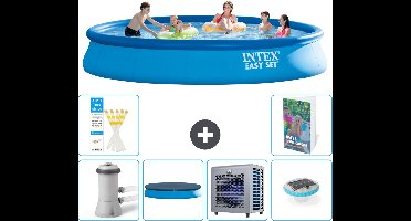 Intex Rond Opblaasbaar Easy Set Zwembad - 457 x 84 cm - Blauw - Inclusief Pomp - Afdekzeil - Warmtepomp - Verlichting - 7-delig