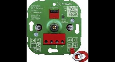 Ehmann 5500x0100 Draaidimmer Geschikt voor lampen: LED-lamp, Halogeenlamp, Gloeilamp