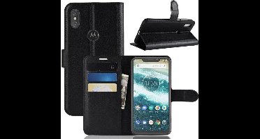 DrPhone Moto One / P30 Play Flipcover - Bookcase - Luxe booktype PU Lederen Portemonnee Case - Wallet Case met Kickstand