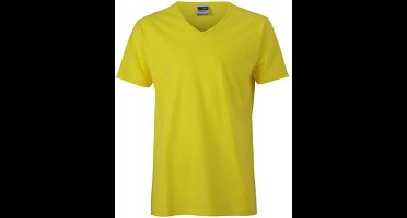 James and Nicholson Heren Slim Fit V Hals T-Shirt (Geel)