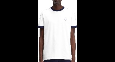 Fred Perry Taped Ringer regular fit T-shirt M6347 - korte mouw O-hals - Snow White - wit