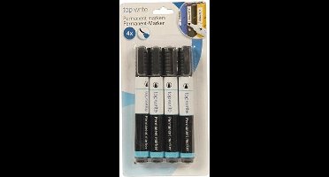 Topwrite Markers - zwart - 12x stuks - permanent stiften - Voor papier/karton