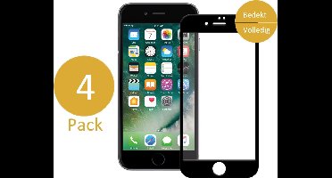 4x Screenprotector geschikt voor Apple iPhone 7 Plus - Full Screen Rand tot Rand Tempered Glass Screen protector Transparant met Zwart Carbon Bezel 3D 9H (Gehard Glas Screen Protector) - Arch / Arched