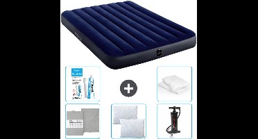 Intex Luchtbed - Twijfelaar - 137 x 191 x 25 cm - Blauw - Inclusief Hoeslaken - Kussen - Pomp - Reparatieset en Kussenbeschermer