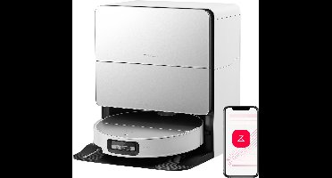 Roborock Saros 10 Robotstofzuiger met Dweil–22000Pa– 7,98 cm Ultradun– Auto Afneembare Mop– AI 3.0 Obstacle Vermijding– Auto Wasmiddeldosering– 80℃Heet water dweilwassing & Dock Zelfreiniging– Wit– S8 MaxV Ultra Upgrade-versie
