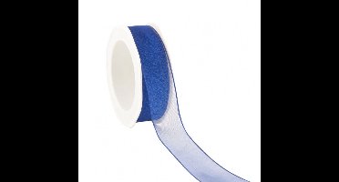 Wired organzalint Kobaltblauw – 38 mm × 20 m – Organza