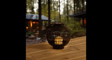 Solar Buitenlamp - Tafel- en hanglamp Monet - Bolvormig ontwerp - Met vlameffect - Tuinverlichting op zonne-energie - Zwart