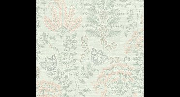 BLOEMEN BEHANG | Botanisch - Groen Grijs Roze Oranje - LivingWalls Famous Garden