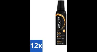 12 x Syoss - Curl - Haarmousse - Anti-Pluis & Bounce - 250 ml - Krullen Mousse - Haar Mousse - Anti-pluis Mousse - Krullen Definieren - Krullen Styling