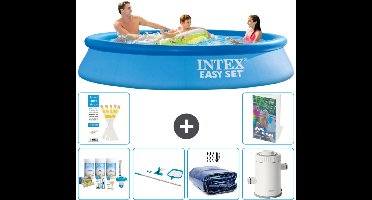 Intex Rond Opblaasbaar Easy Set Zwembad - 305 x 61 cm - Blauw - Inclusief Onderhoudspakket - Schoonmaakset - Solarzeil - Zwembadfilterpomp - 7-delig